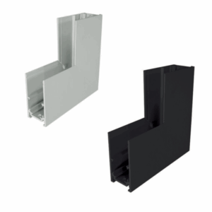 Аголна L спојка таван-ѕид за НАДГРАДНА Магнетна шина Црна/Бела