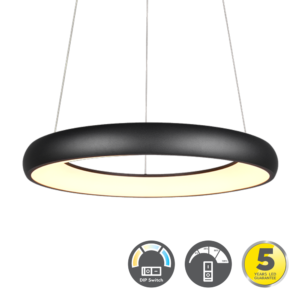 Cardona - LED лустер кружен Црна Ф62 38w 3CCT
