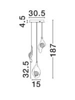 Malory 3 - Висечки лустер кружен 12w златен - Image 7